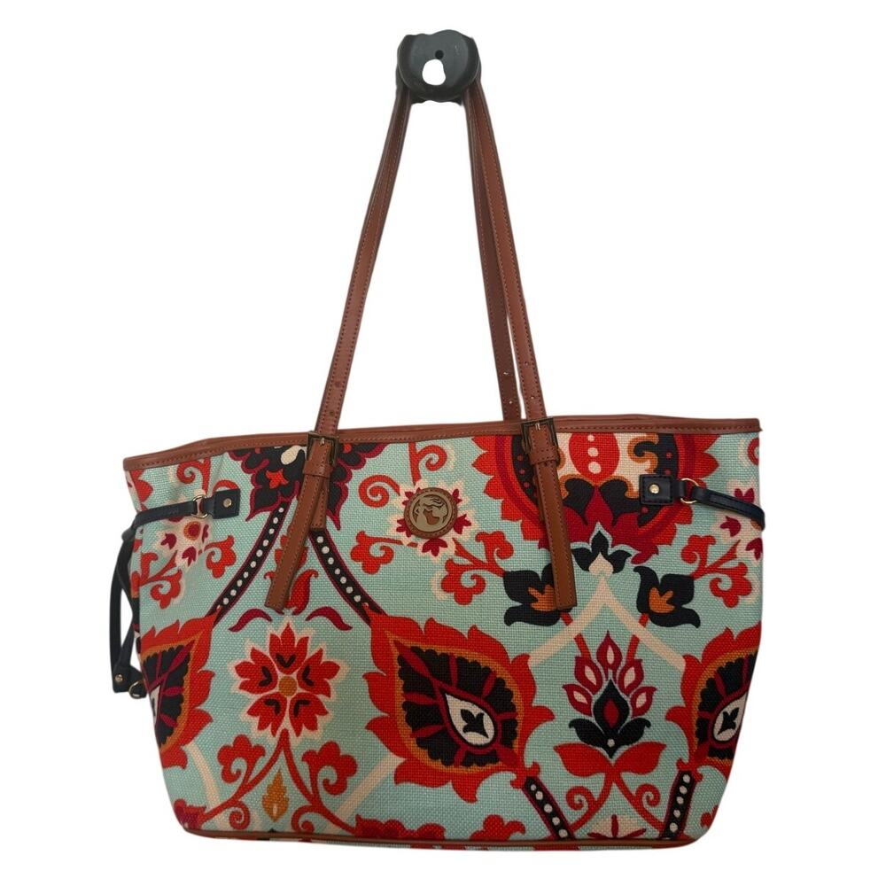 Large Spartina 449 Floral Canvas Spring Summer Canvas Tote Bag Purse